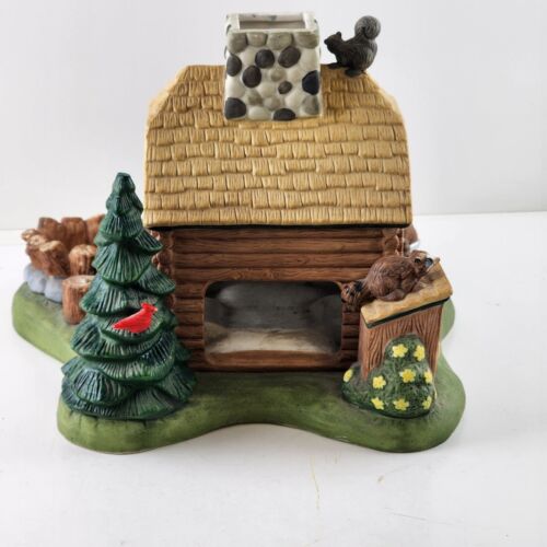 Partylite Gone Fishin' Tealight House P7305 Fishing Cabin Village Scene Vintage