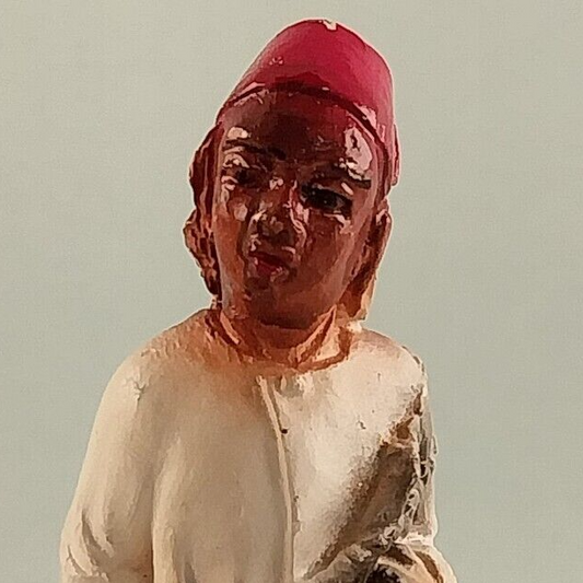 Hollow Chalk ware Plaster Nativity Scene Indian Wisemen Figurine Vintage