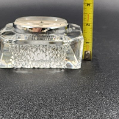 Linden Crystal Quartz Desk Clock Tabletop Crystal Clear Glass 4" West Germany