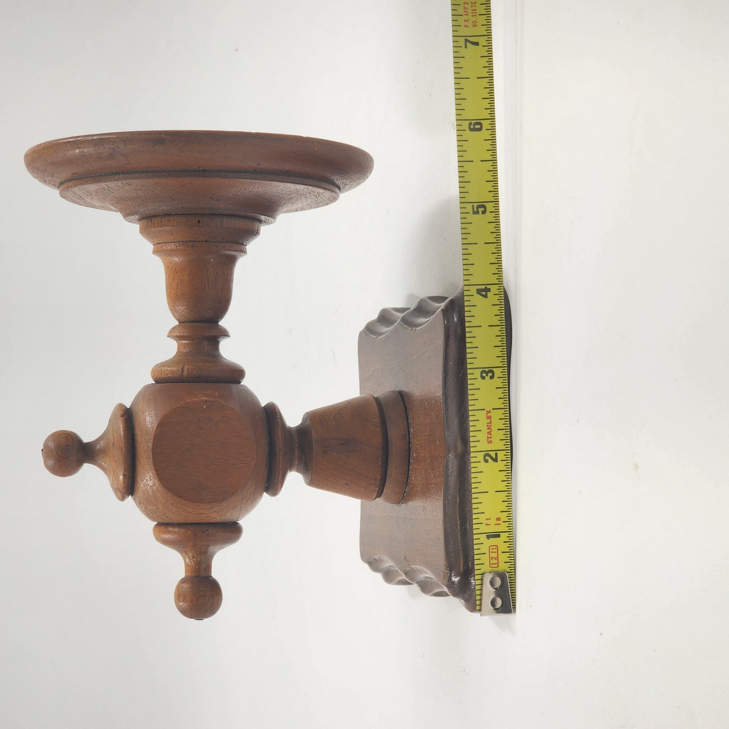 Set of 2 Teakwood Wall Sconce Candle Holders 6"H Fits 4" Candles Natural Wood