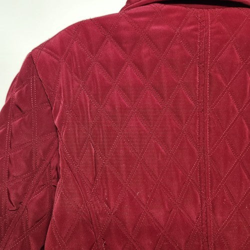 Gallery Women's Red Quilt Jacket Eyelet Closure Side Pocket 1X Long Sleeve China