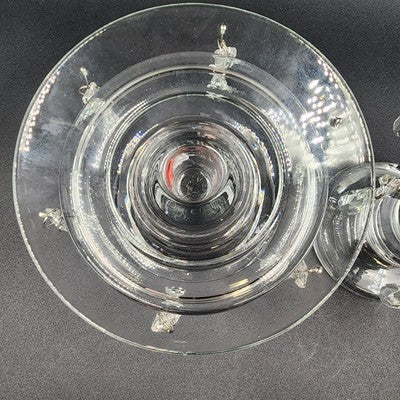 Set of 2 Heavy Crystal Glass Candle Holders Bobeche Pedestal Pendalogues Accents