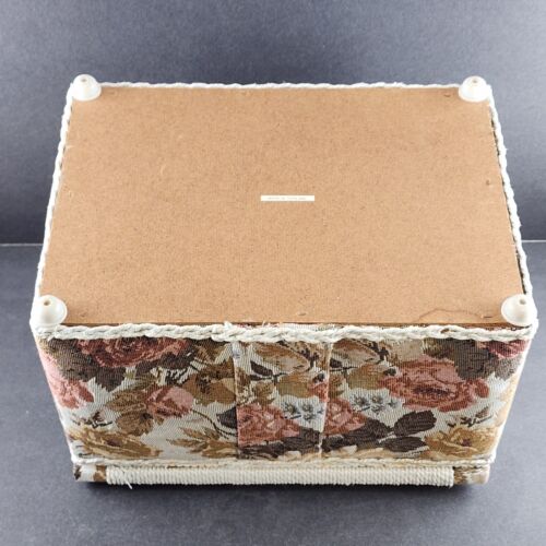 Tapestry Wicker Woven Sewing Box Basket Vintage Clear Tray Pin Cushion 11"x8"x7"