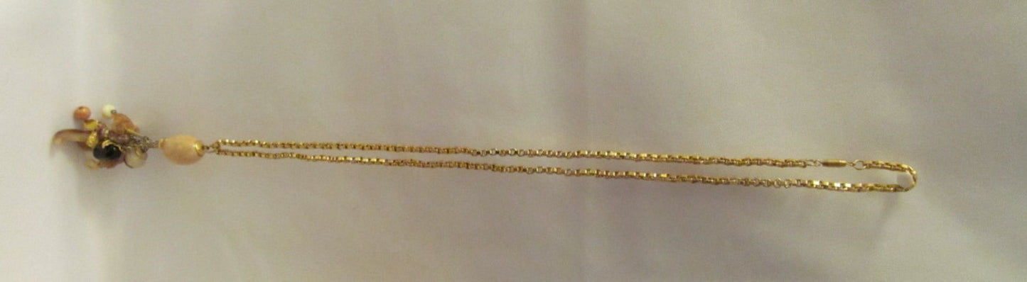 Vintage Pendant Necklace Goldtone Chain large charm style pendant