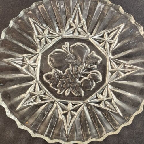 Federal Cut Glass Pioneer Pressed Fruits & Vegetable 8" Diam Dessert Salad Plate