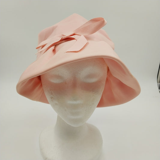 Union Made Women's Pale Pink Summer Sun Bucket Hat with Ribbon Bow USA