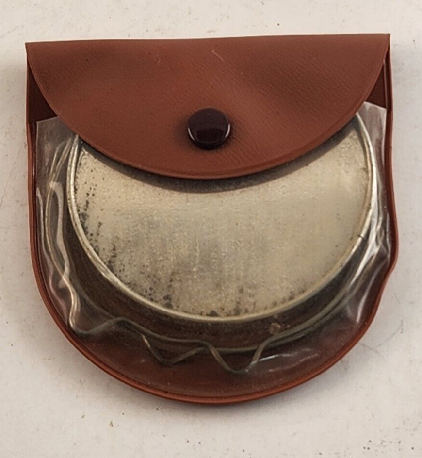 Vintage Travel Makeup Stand-Up Two-Sided Mirror Vinyl Case Compact