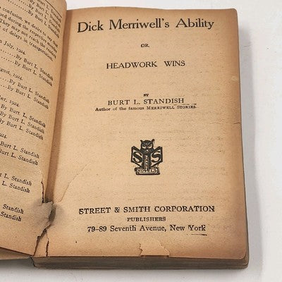 Dick Merriwell's Ability by Burt L. Standish The Merriwell Series No.90 1924 VTG