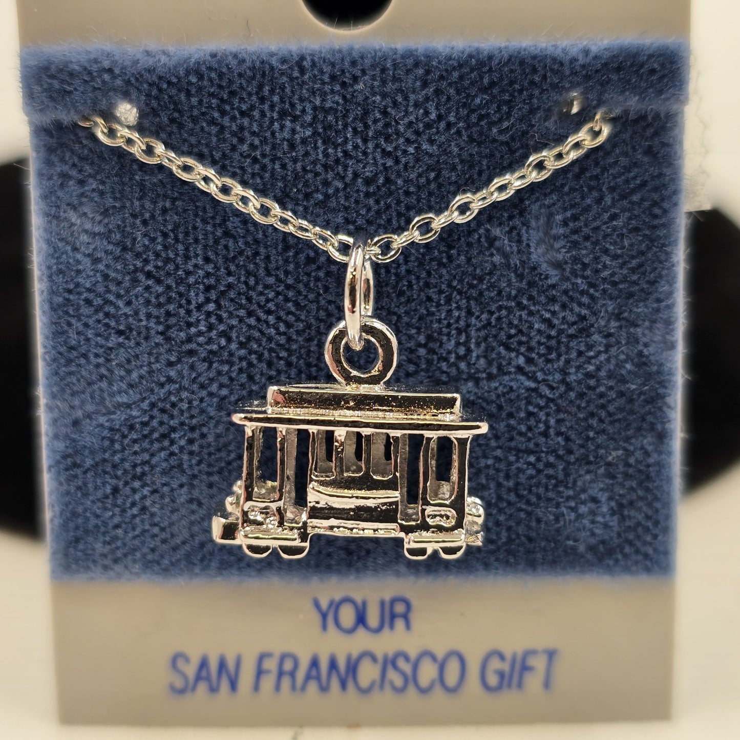 Silver Tone San Francisco Cable Car 3D Pendant Chain Necklace