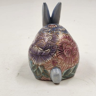 Ethan Allen Home Collection Bunny Rabbit Ceramic Multicolor Floral 5" x 4" x 3"