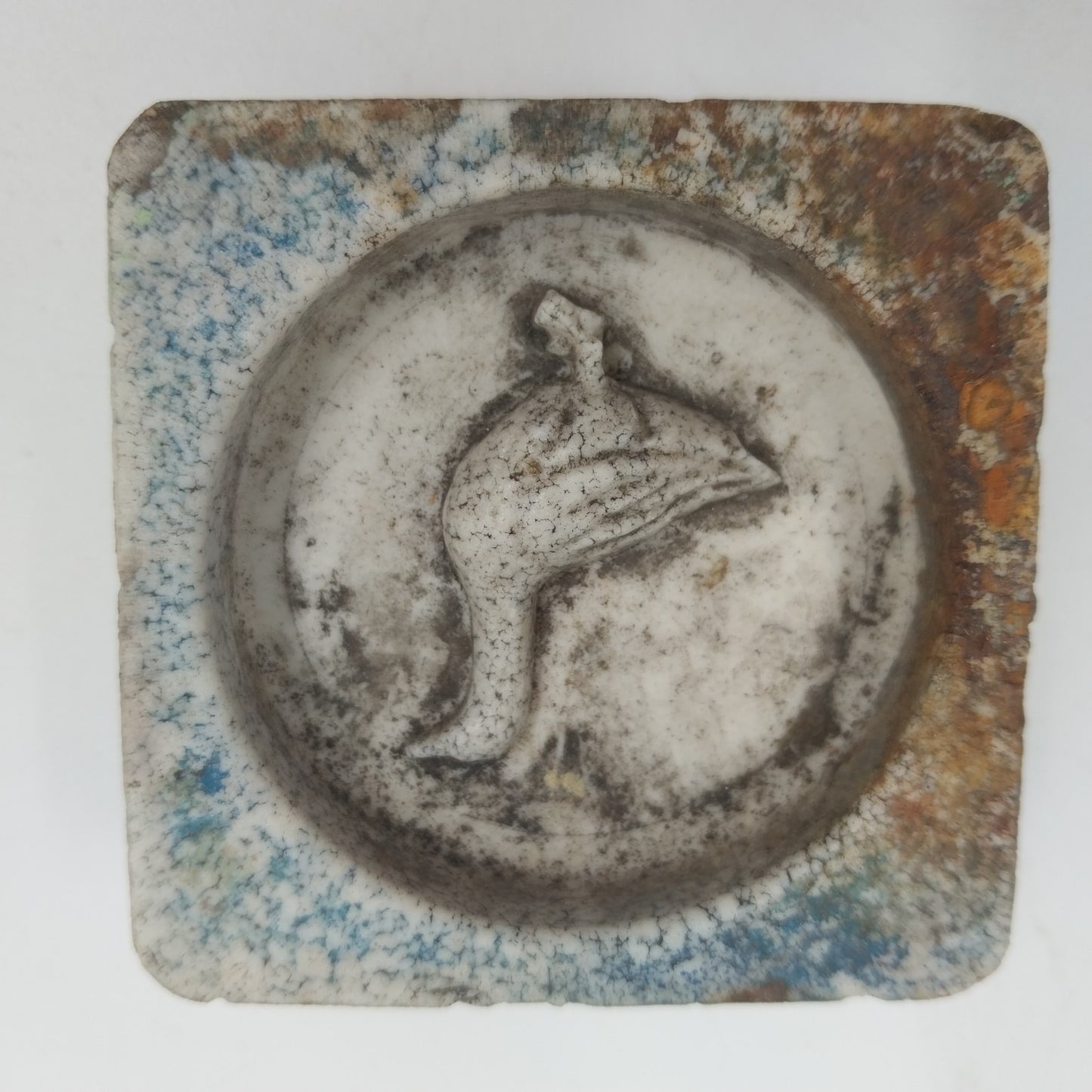 Goose Shaped Antique Candy Mold Ceramic 2.25" Square Blank Reverse Side