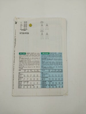 Butterick 5226 Vintage Sewing Pattern 1990 Uncut Misses Loose Pants Size XS-S-M