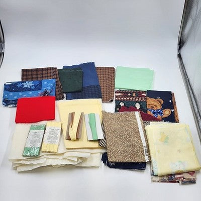 Lot of Miscellaneous Fabric Pieces for Quilting & Crafts Unstuffed Pillow & Felt