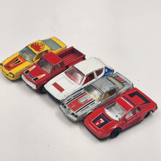 5 Yatming Diecast Cars Chevy Trans Am Pontiac Camaro Z-28 Red Seven Lotus Elite