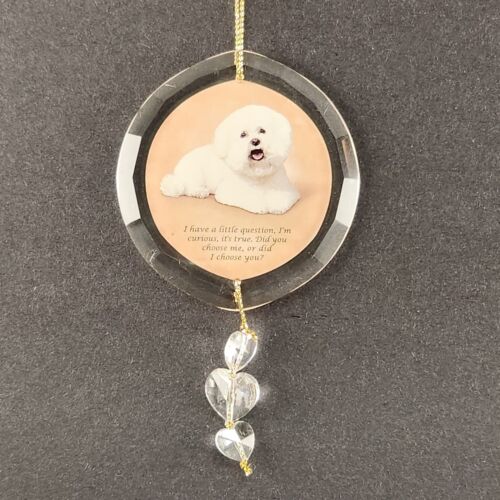Danbury Mint Bichon Frise Glass Ornaments CHOOSE ME & BEST FRIENDS 2½" tall