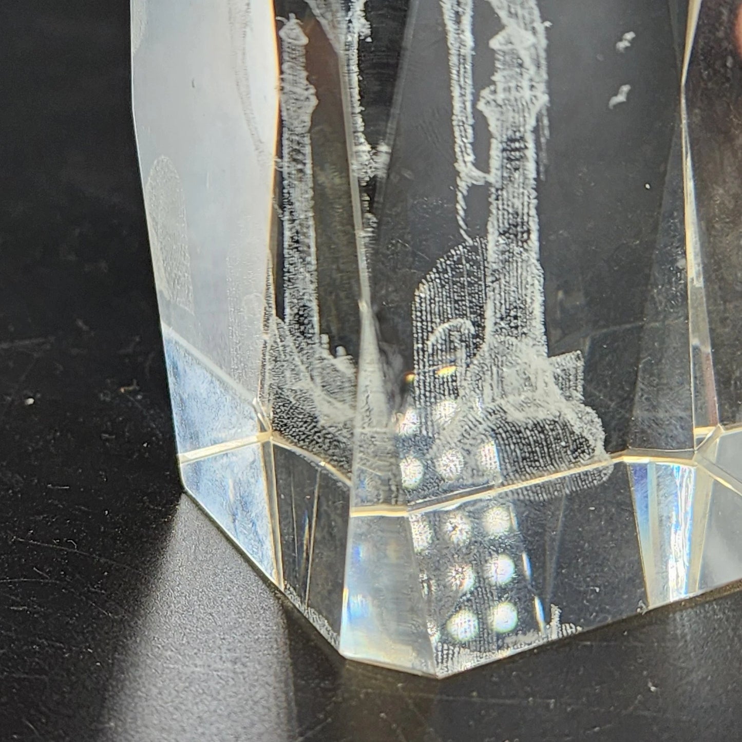 3D Laser Etched Crystal Paperweight Lighthouse Leaping Marlin