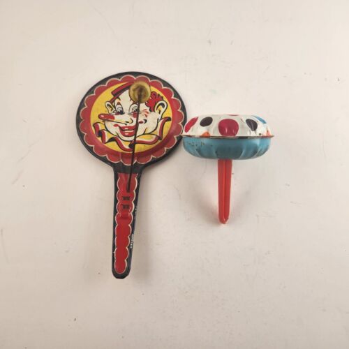 Kirchhof Tin Noise Maker Rattler and Clown Clapper 1950's USA