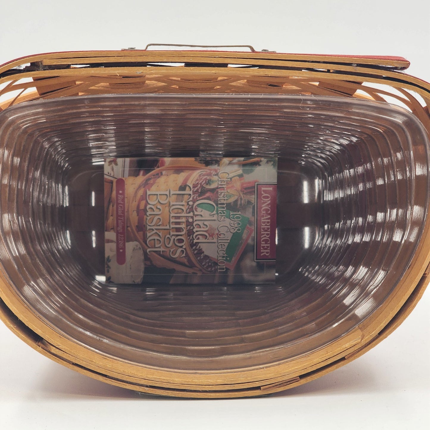 Longaberger Christmas 1998 Glad Tidings Basket Red Wall Hanger Plastic Protector