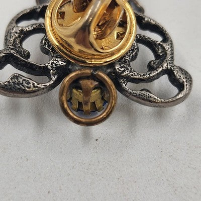 Jewelry Lot 2 pc Brooch Gold Tone Angel Lapel Pin & Rhinestone Angel Pendant