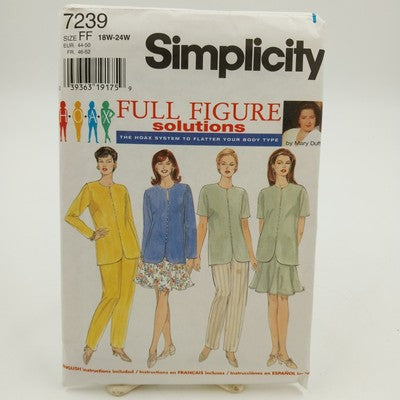 Simplicity 7239 Sewing Pattern Women's Top Pants Skirt Uncut Size FF 18W-24W
