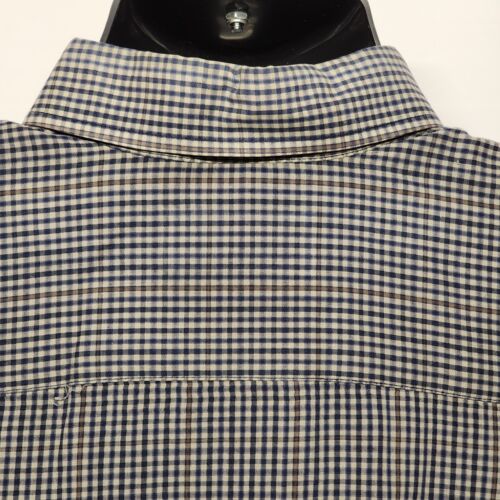David Taylor Men’s Long Sleeve Navy Blue And White Plaid Button Down Shirt