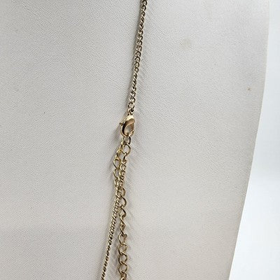Gold Tone Chain with Glossy Black Faux Rhinestone & Gold Tone Discs 18" Necklace