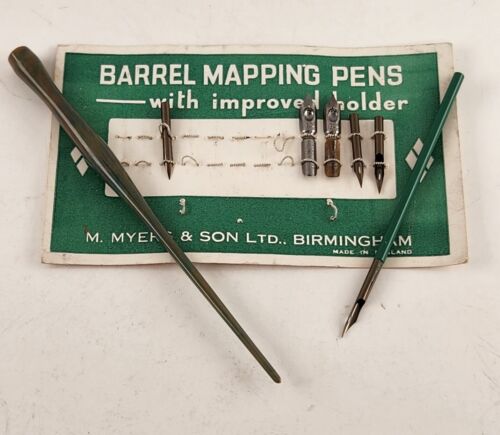 Barrel Fountain Mapping Pen Tips on Original Card Includes 2 Pen Handles
