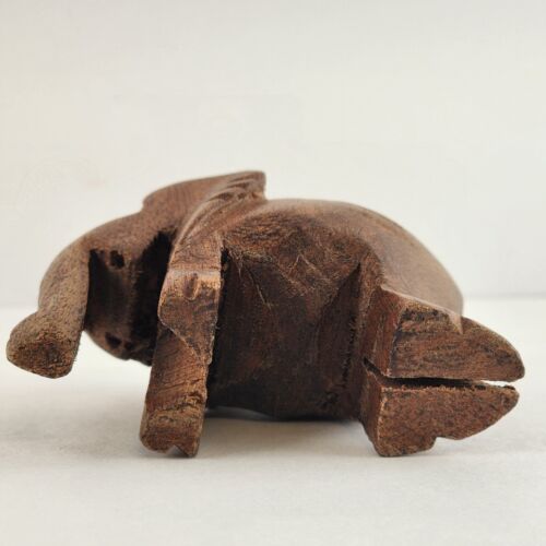 Small Wooden Elephant Hand Carved 2.25 Inches Mostly Smooth Basic Features