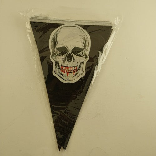 3 Pc Halloween Skull 10 Flag Banner 11" Garland Spooky Bloody Pirate Party Decor