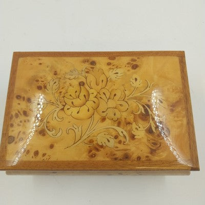 Reuge Inlaid Wood Music Box Italy 4x5.5" 18-Note MEMORY Tune Cats