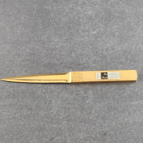 Solid Brass Letter Opener 7” Long Double Edge Vintage Elegant Coal Rep Intl