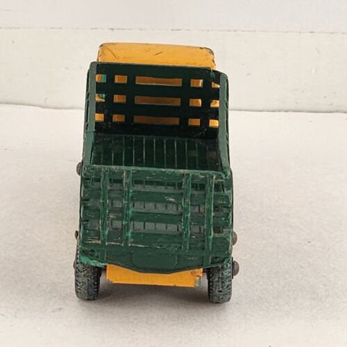 Matchbox Series No 4 Stake Truck Yellow Cab Green Bed Black Tires Lesney England