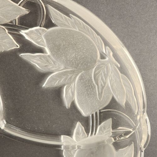 14" Sango Victoria & Beale 3-Part Clear Glass Platter Forbidden Fruit Pattern