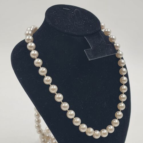 Faux Pearl Necklace White Beaded No Clasp 24" Long No End Fashion Jewelry Vtg
