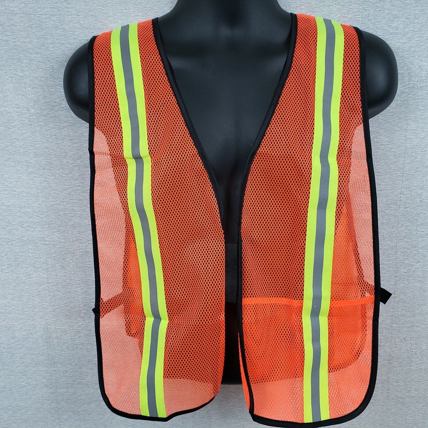 High Visibility Orange Mesh Safety Vest Vertical Reflective Strip Fits Most New