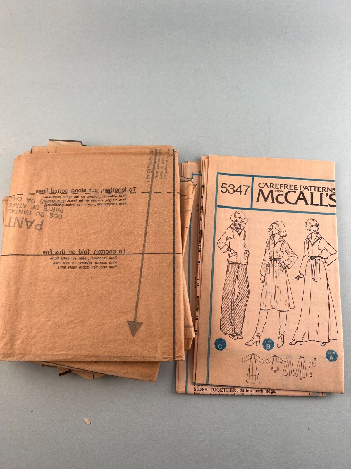 McCall's 5347 Vintage Sewing Pattern 1976 Misses' Dress or Top and Pants Size 18