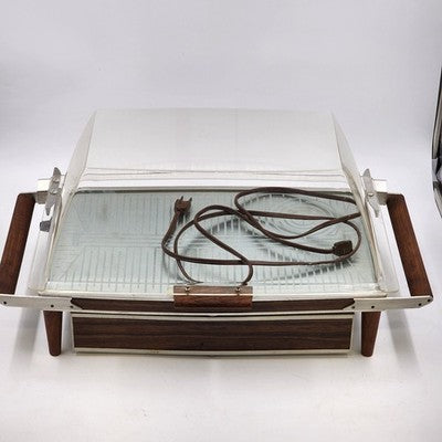 Salton Hotray H-130D Food Warming Plate Acrylic Hinged Cover 17x10" Surface Vtg