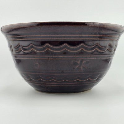 Marcrest Stoneware 1 Qt Mixing Bowl Daisy and Dot Pattern Brown Ovenproof USA