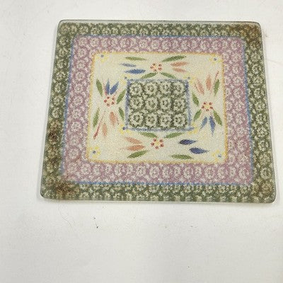 2 Piece Glass Square Trivet Set Temp-Tations by Tara Confetti Kitchen 8" & 7" sq