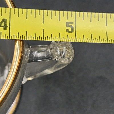 Crystal Clear Glass Sugar Bowl & Creamer 3.25" Gold Gilt Rim Scroll Handle