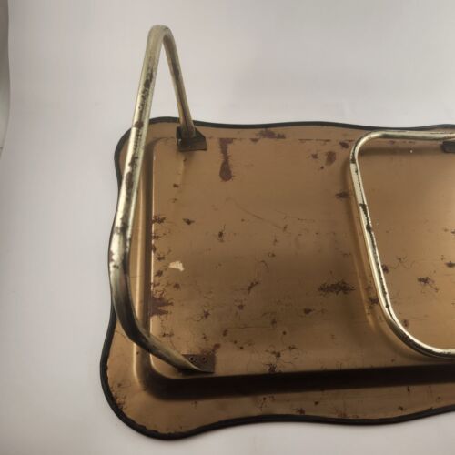 Metal Bed Lap TV Tray w Folding Legs Vintage Fruit Serving Apples Grapes Kitsch