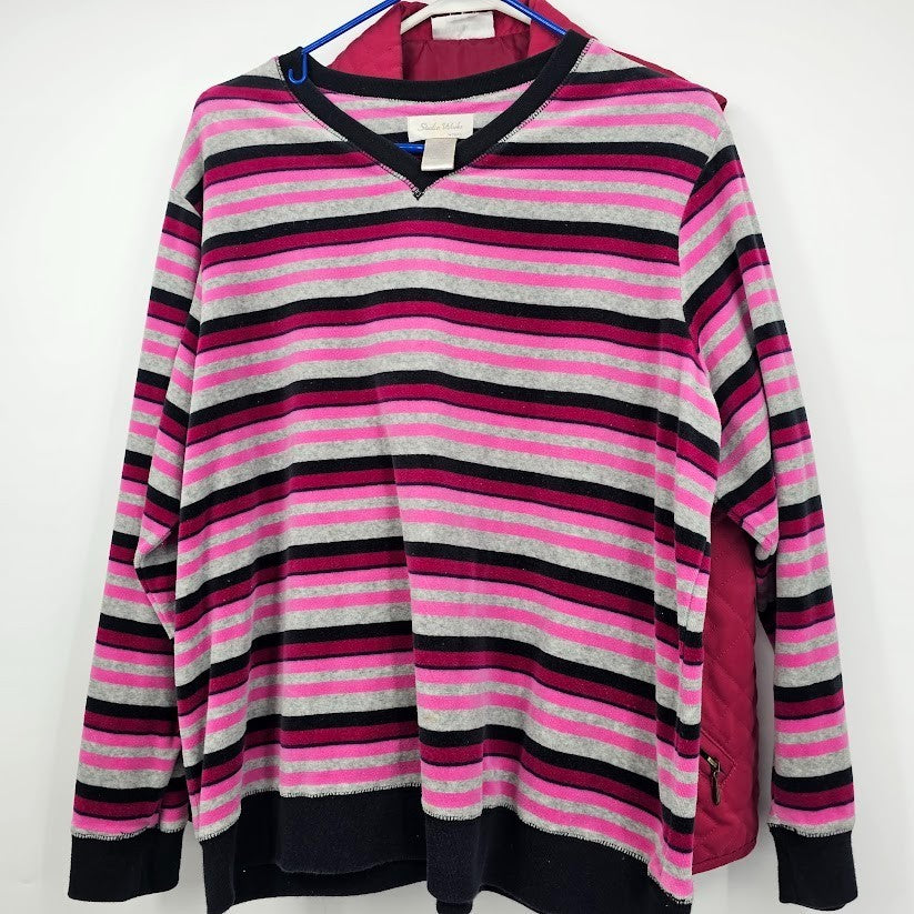 5 Ladies Sweaters & Tops Size XL Blue Pink Red Long Sleeve Button Up Casual Lot