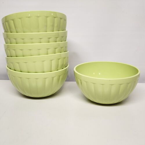 Melamine Salad Bowl Set Lime Green Vintage Taiwan Resin Molded Plastic 1980s