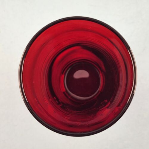 Anchor Hocking Ruby Red Hoe Down Water Glass Mountain Music Fiddle Banjo Vintage