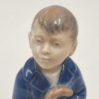 Royal Copenhagen April Boy Umbrella Figurine Porcelain Denmark 6.5"