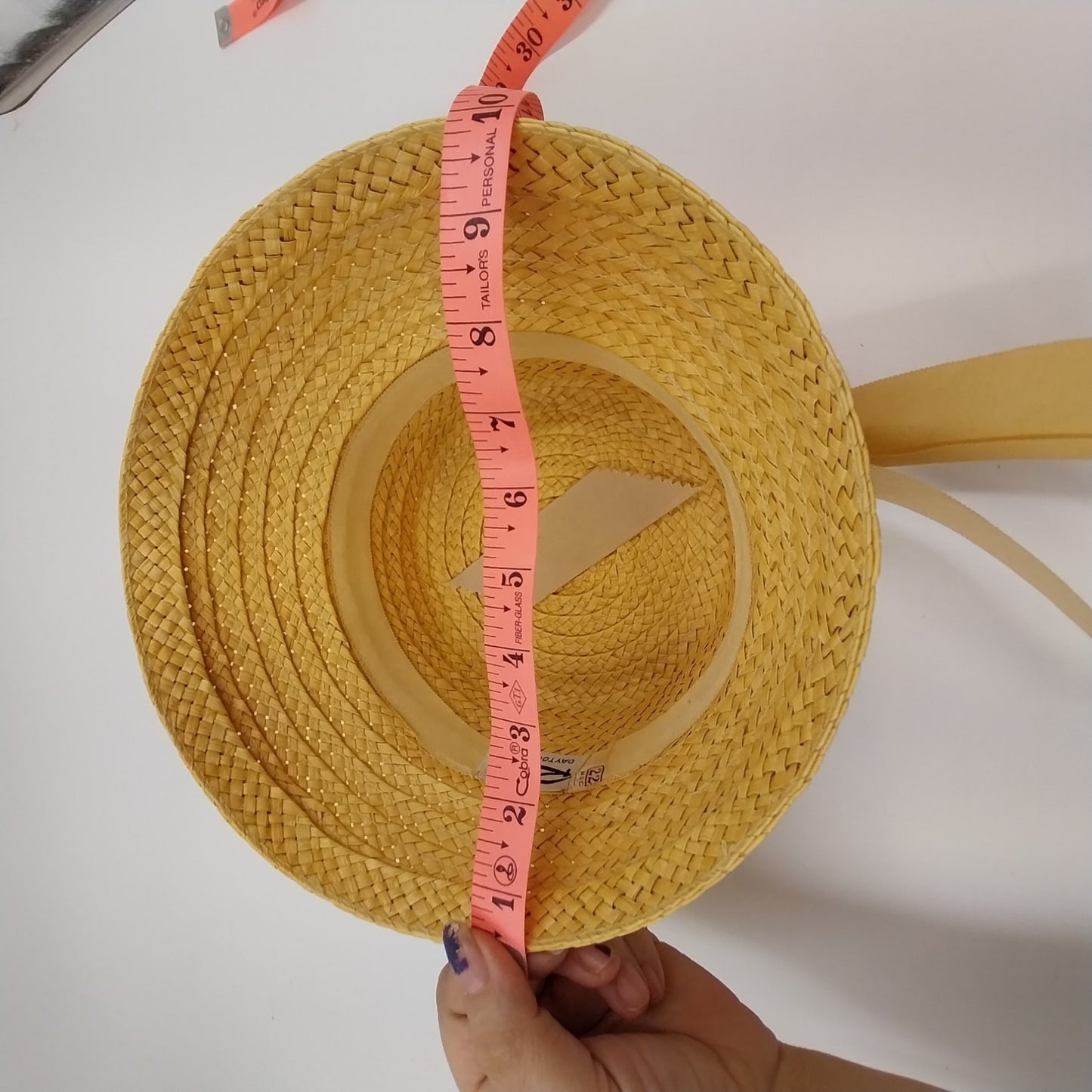 Rike's Natural Straw Summer Sun Bucket Hat Crochet with Natural Lined Ribbon Bow