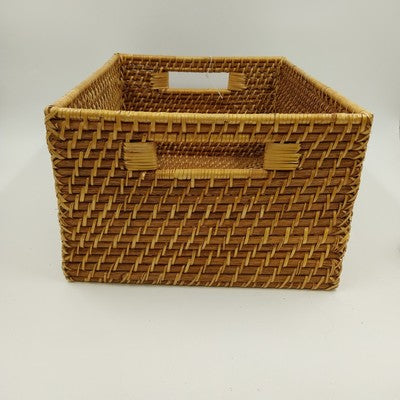 Artifacts Tava Handwoven Rattan Storage Basket Medium 14"x10"x6" Box Decor