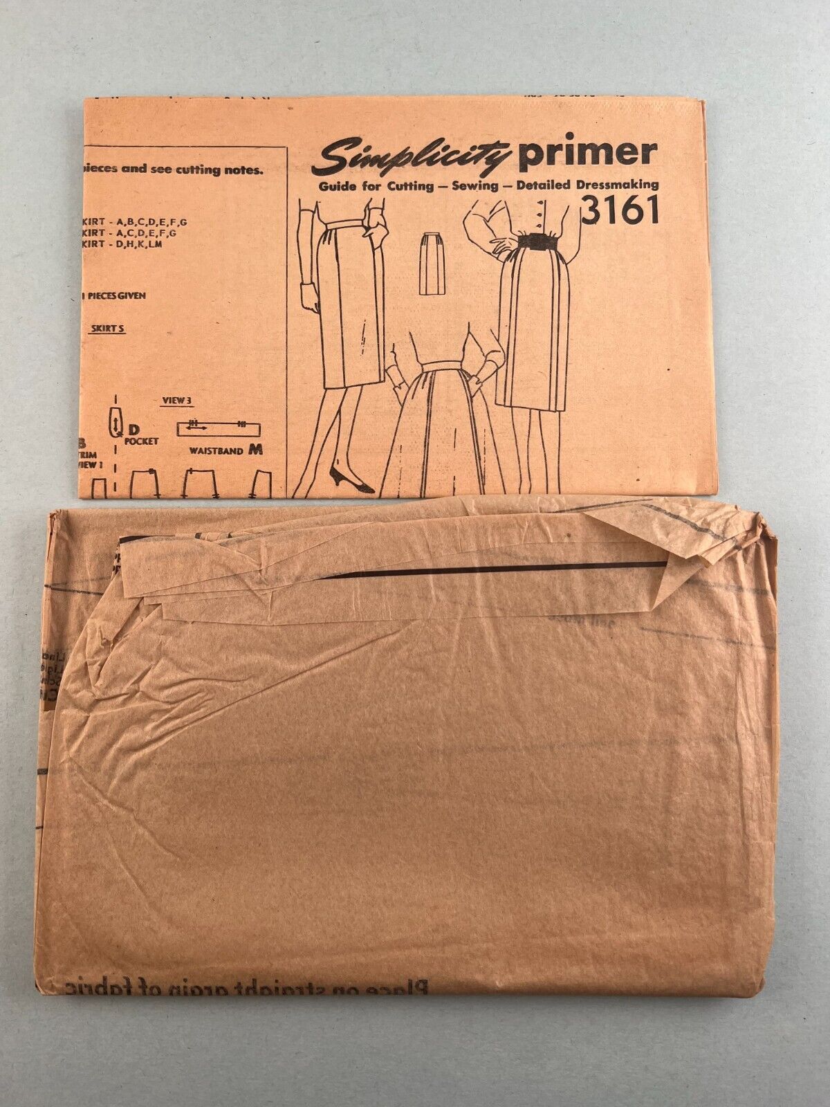Simplicity 3161 Vintage Sewing Pattern Women Gored Pleated Skirt Waist 28 Hip 38