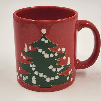 Waechtersbach Red Christmas Tree Mug 12oz West Germany Ceramic 4" Tall