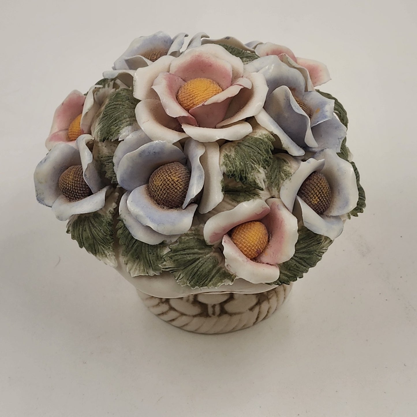 Handcrafted Italian Capodimonte Multicolor Floral Porcelain Decorative Art Vase